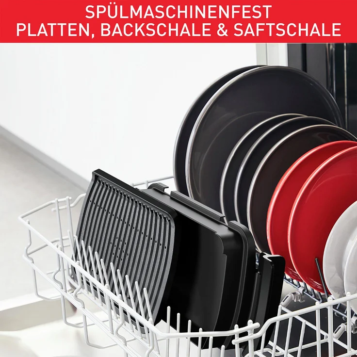Tefal GC714D OptiGrill+ Kontaktgrill, 2000 Watt, inkl. Snacking & Baking Zubehör, manueller Modus, 4 Temperatureinstellungen, 6 Grillprogramme, Garstufenanzeige, Messung der Dicke des Grillguts, Saftauffangbehälter und abnehmbare Platten spülmaschinenfest, – Bild 5
