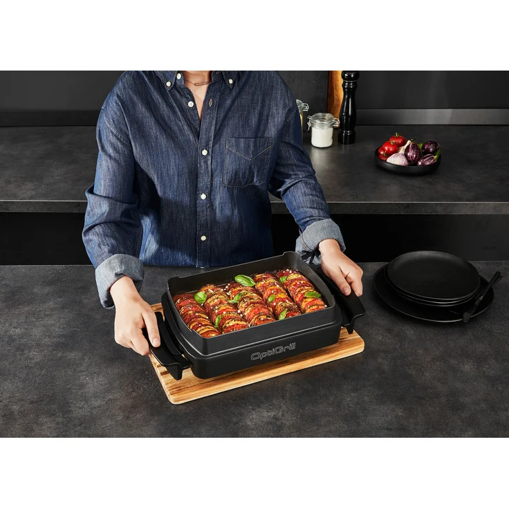 Tefal GC714D OptiGrill+ Kontaktgrill, 2000 Watt, inkl. Snacking & Baking Zubehör, manueller Modus, 4 Temperatureinstellungen, 6 Grillprogramme, Garstufenanzeige, Messung der Dicke des Grillguts, Saftauffangbehälter und abnehmbare Platten spülmaschinenfest, – Bild 9