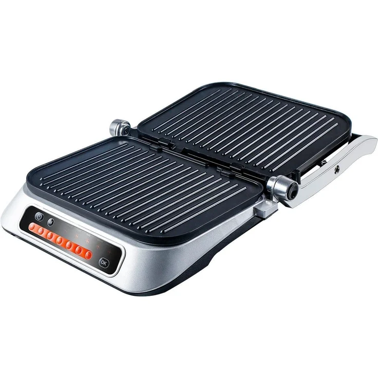 Hanseatic GC5005I-GS 83347967 Kontaktgrill, 2100 W, mit 7 voreingestellten Grillprogrammen und Lichtindikator, Fettauffangschale, Überhitzungsschutz, silber – Bild 5