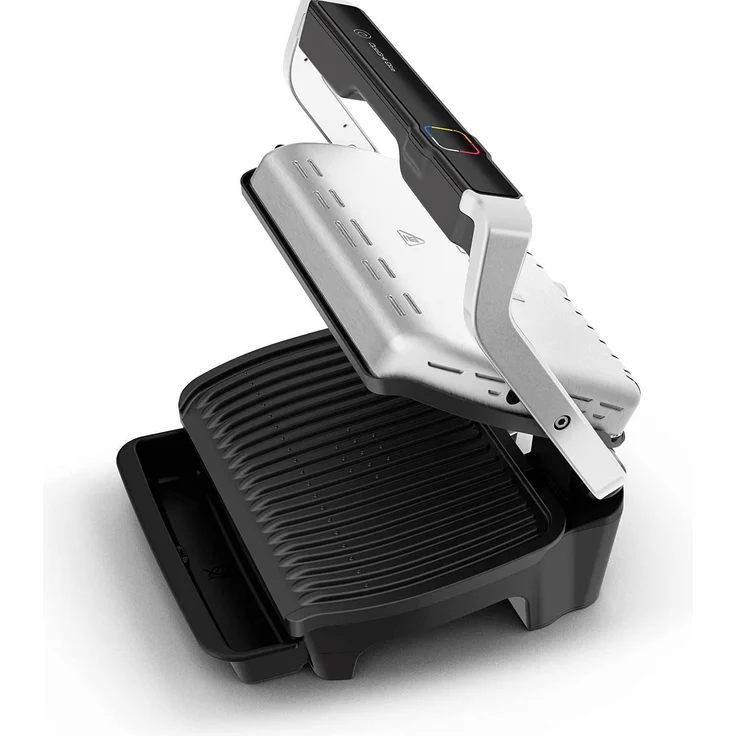 Tefal Elite Kontaktgrill, 2000 W, Elektrischer Optigrill + Original Hamburgerpresse + Rezeptbuch, Indoor Elektro Grill, 12 automatische Programme, Intuitiver Sensor, Touch Display, silber – Bild 6