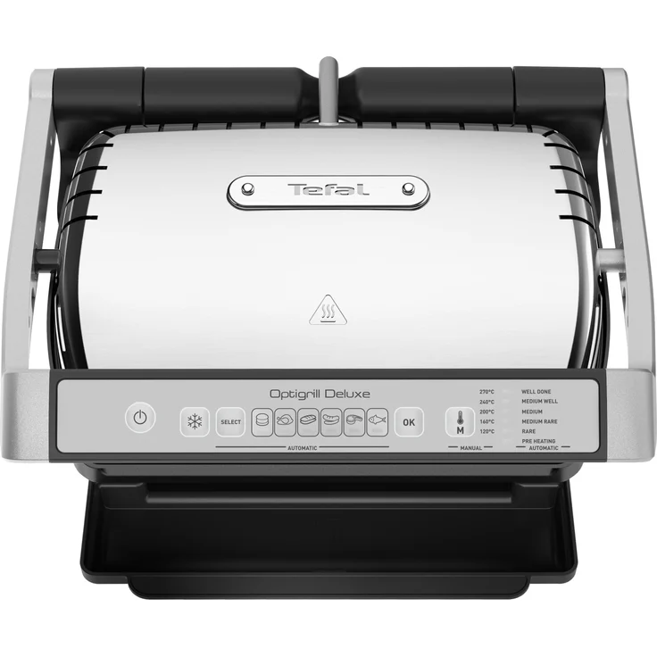 Tefal GC707D OptiGrill Deluxe Kontaktgrill, 2000 W, perfekte Grillergebnisse, 6 intelligente Programme, Auftaufunktion, 5 Garstufen, manuelles Programm, spülmaschinenfeste Platten, silber – Bild 2
