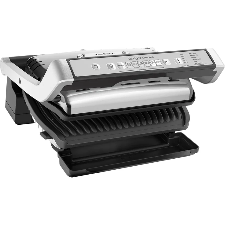 Tefal GC707D OptiGrill Deluxe Kontaktgrill, 2000 W, perfekte Grillergebnisse, 6 intelligente Programme, Auftaufunktion, 5 Garstufen, manuelles Programm, spülmaschinenfeste Platten, silber – Bild 4
