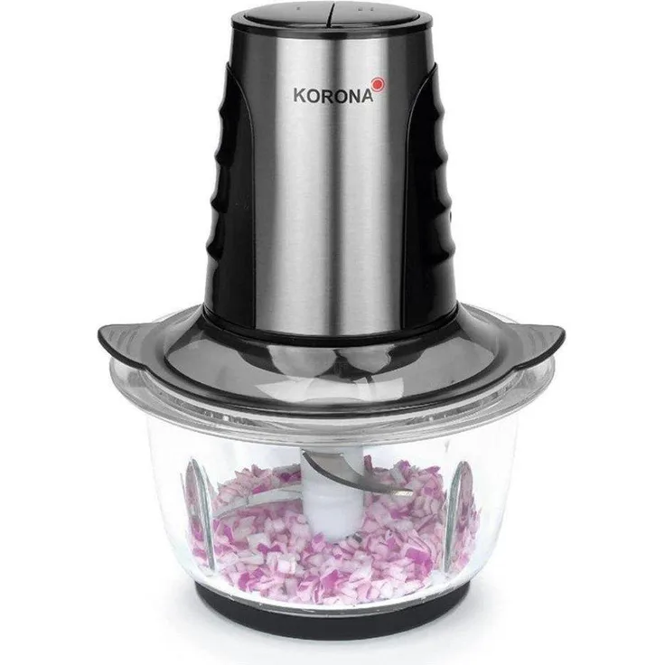 Korona 25005 Zerkleinerer, 500W, 2 Leistungsstufen, inkl. Mixbehälter, Anti-Rutsch-Füße, Edelstahl, Schwarz