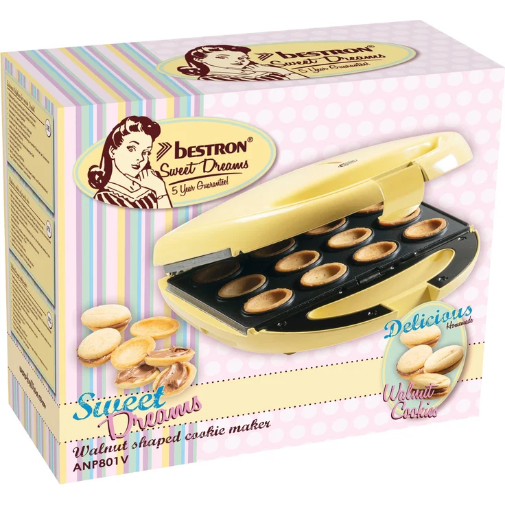Bestron ANP801V Zaubernuss-Waffeleisen, 850 W, antihaftbeschichtet, wärmeisolierter Griff, Kunstsstoff, vanille – Bild 5