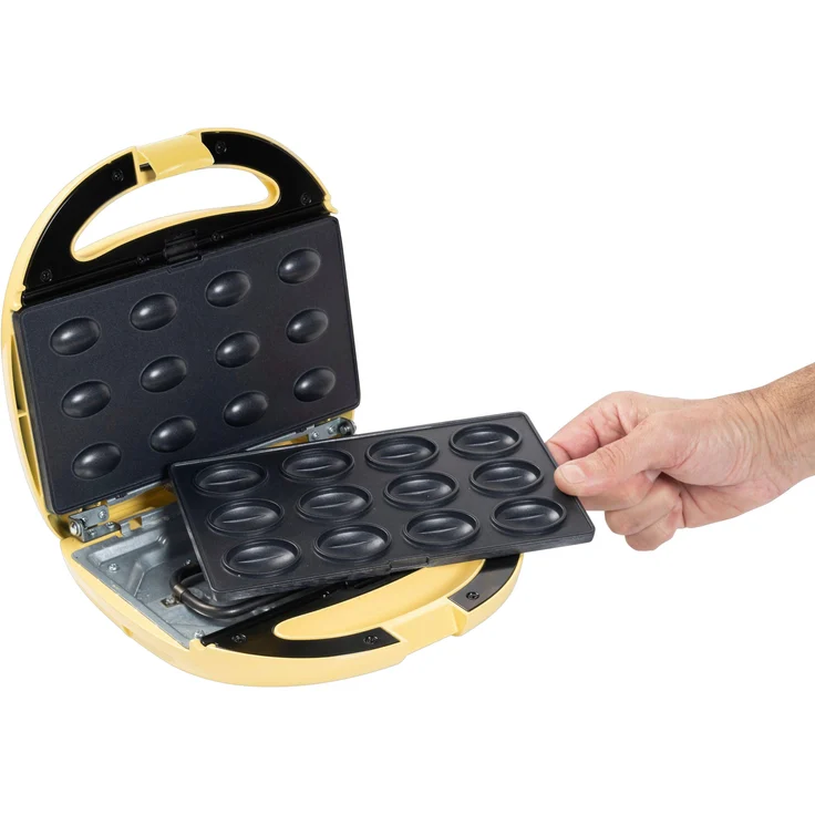Bestron ANP801V Zaubernuss-Waffeleisen, 850 W, antihaftbeschichtet, wärmeisolierter Griff, Kunstsstoff, vanille – Bild 4
