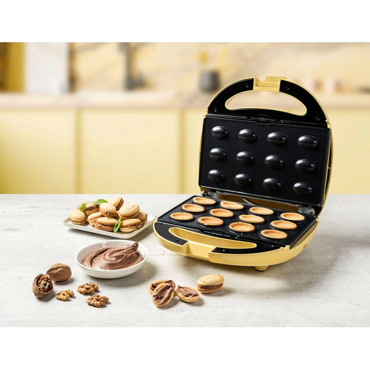 Bestron ANP801V Zaubernuss-Waffeleisen, 850 W, antihaftbeschichtet, wärmeisolierter Griff, Kunstsstoff, vanille – Bild 6