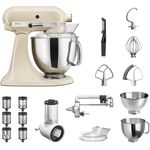 KitchenAid Artisan 5KSM175PSEAC Küchenmaschine Veggie Paket M, inkl. Gemüseschneider, Schneide- und Reibevorsatz, 2 Rührschüsseln, Küchenmaschinenaufsatz, Spritzschutz, Schäler, - Gemüseschneider, Schneide- und Reibevorsatz, creme, Serie: 5KSM175PS