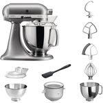 KitchenAid Artisan 5KSM175PSECU Küchenmaschine Sonderpaket 1, inkl. Speiseeismaschine 5KICA0WH, kontursilber, Serie: 5KSM175PS
