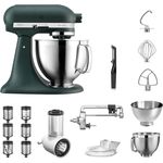 KitchenAid Artisan 5KSM185PS Küchenmaschine Veggie Paket M, inkl. Gemüseschneider, Schneide- und Reibevorsatz, 2 Rührschüsseln, Küchenmaschinenaufsatz, Spritzschutz, Schäler, pebbled palm, Serie: 5KSM185PS