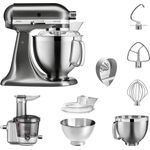 KitchenAid Artisan 5KSM185PSENK Küchenmaschine Sonderpaket 2, inkl. Entsafter 5KSM1JA, gebürstetes Metall, Serie: 5KSM185PS