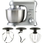 Bourgini Kitchen Chef Pro Küchenmaschine, 1500 Watt, 6 Geschwindigkeiten, 4,5 L Edelstahlschüssel, Metall, silber