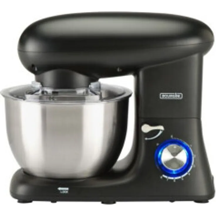 Bourgini Kitchen Chef Plus, 5,5 Liter Edelstahlschüssel, inkl. Küchenmschinen-Aufsatz, Kunststoff, schwarz