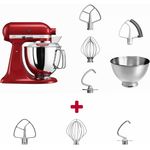 KitchenAid Artisan 175 Küchenmaschine Patisserie-Paket - inkl. 3er Set Rührelemente, Empire Rot, Serie: KSM175PS