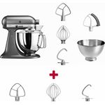 KitchenAid Artisan 175 Küchenmaschine Patisserie-Paket - inkl. 3er Set Rührelemente, Medaillion Silber, Serie: KSM175PS