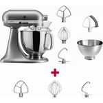 KitchenAid Artisan 175 Küchenmaschine Patisserie-Paket - inkl. 3er Set Rührelemente, Kontursilber, Serie: KSM175PS