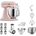 KitchenAid Artisan 5KSM185PSEFT Veggie Paket S, inkl. Gemüseschneider, 2 Rührschüsseln, Küchenmaschinenaufsatz, Spritzschutz, inkl. Gemüseschneider, 2 Rührschüsseln, Küchenmaschinenaufsatz, Spritzschutz, feather pink, Serie: 5KSM185PS