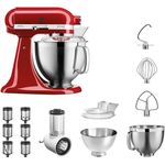KitchenAid Artisan 5KSM185PSEER Veggie Paket S, inkl. Gemüseschneider, 2 Rührschüsseln, Küchenmaschinenaufsatz, Spritzschutz, inkl. Gemüseschneider, 2 Rührschüsseln, Küchenmaschinenaufsatz, Spritzschutz, empire rot, Serie: 5KSM185PS