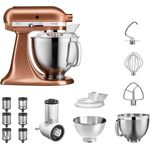 KitchenAid Artisan 5KSM185PSECP Veggie Paket S, inkl. Gemüseschneider, 2 Rührschüsseln, Küchenmaschinenaufsatz, Spritzschutz, inkl. Gemüseschneider, 2 Rührschüsseln, Küchenmaschinenaufsatz, Spritzschutz, kupfer, Serie: 5KSM185PS