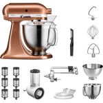 KitchenAid Artisan 5KSM185PS Küchenmaschine Veggie Paket M, inkl. Gemüseschneider, Schneide- und Reibevorsatz, 2 Rührschüsseln, Küchenmaschinenaufsatz, Spritzschutz, Schäler, kupfer, Serie: 5KSM185PS