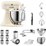 KitchenAid Artisan 5KSM185PS Küchenmaschine Veggie Paket M, inkl. Gemüseschneider, Schneide- und Reibevorsatz, 2 Rührschüsseln, Küchenmaschinenaufsatz, Spritzschutz, Schäler, creme, Serie: 5KSM185PS