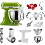 KitchenAid Artisan 5KSM175PSEMA Küchenmaschine Starterpaket, inkl. Starterpaket - Fleischwolf, Spritzgebäckvorsatz, Gemüseschneider, 2 Rührschüsseln, Küchenmaschinenaufsatz, Spritzschutz, Dosierlöffel, pistazie, Serie: 5KSM175PS