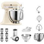 KitchenAid Artisan 5KSM185PSEAC Küchenmaschine Veggie Paket S, inkl. Gemüseschneider, 2 Rührschüsseln, Küchenmaschinenaufsatz, Spritzschutz, inkl. Gemüseschneider, 2 Rührschüsseln, Küchenmaschinenaufsatz, Spritzschutz, creme, Serie: 5KSM185PS