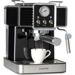 Klarstein Gusto Classico Espressomaker 1350 Watt 20 Bar Druck Wassertank: 1,5 Liter Schwarz