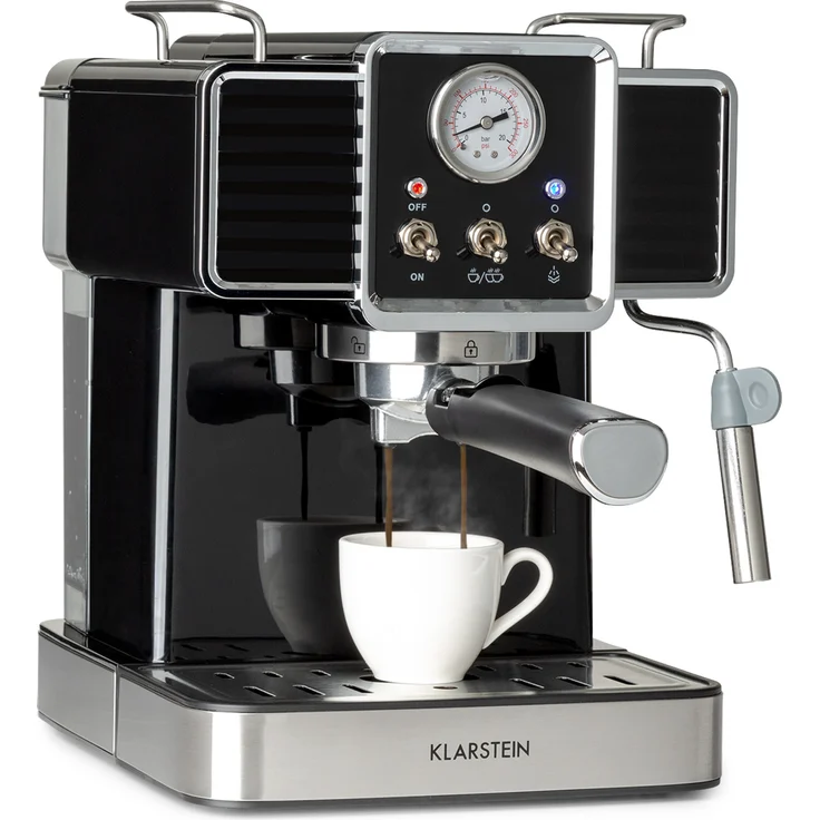 Klarstein Gusto Classico Espressomaker 1350 Watt 20 Bar Druck Wassertank: 1,5 Liter Schwarz – Bild 1