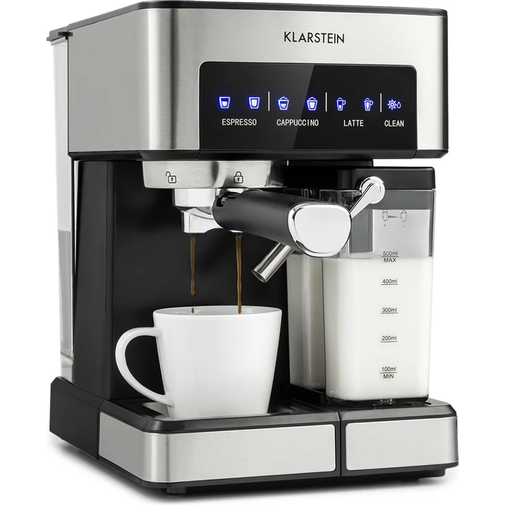 Klarstein Arabica Comfort Espressomaschine 1350W 20 Bar 1,8l Touch-Bedienfeld Edelstahl Silbergrau – Bild 1