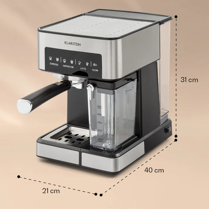 Klarstein Arabica Comfort Espressomaschine 1350W 20 Bar 1,8l Touch-Bedienfeld Edelstahl Silbergrau – Bild 8