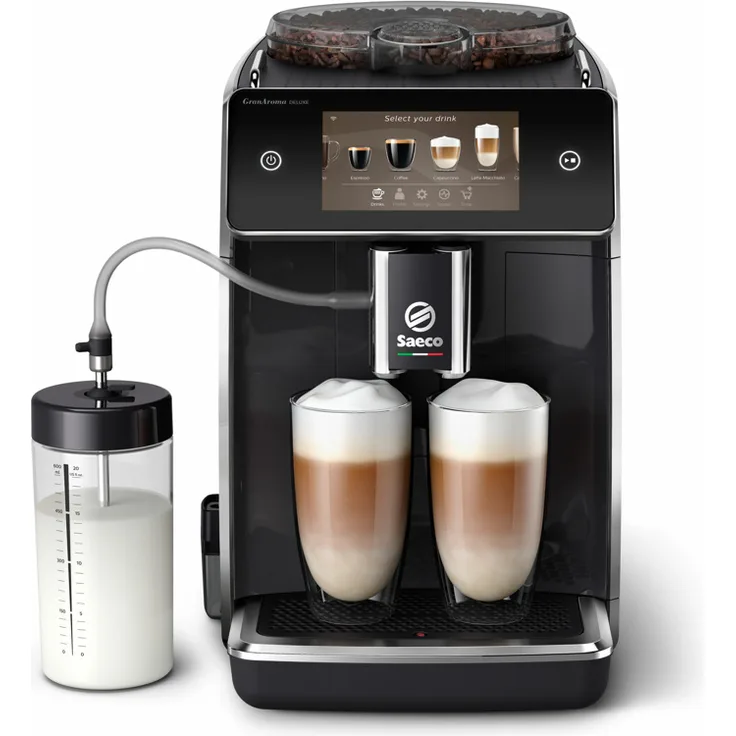 Saeco GranAroma Deluxe SM6680-00 Kaffeevollautomat mit Milchsystem, schwarz