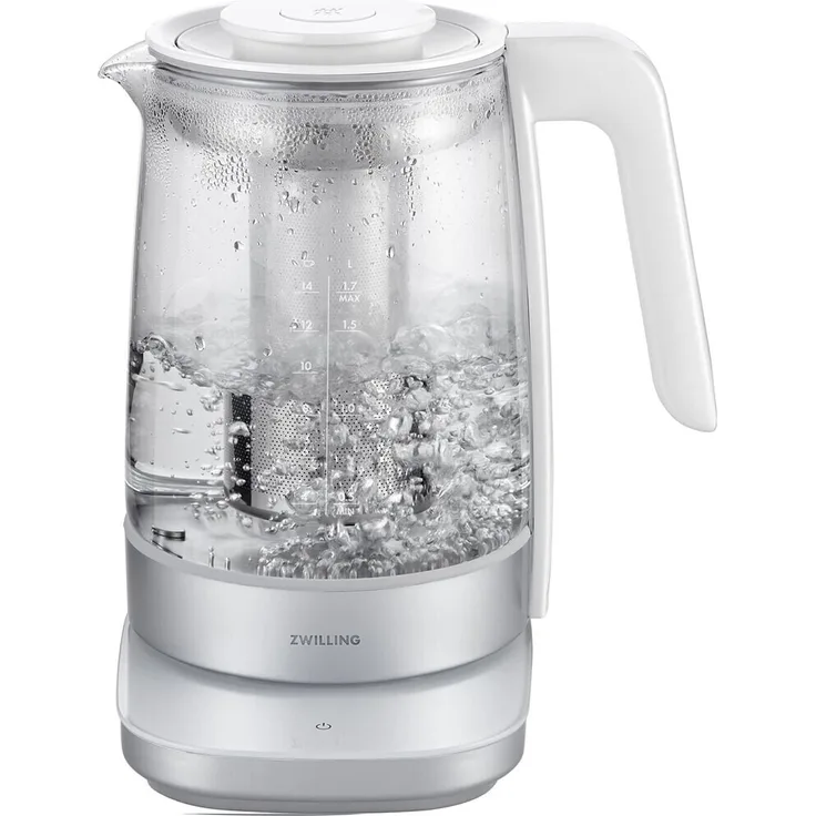 Zwilling 1008907 Enfinigy Glas-Wasserkocher, 1850 Watt, 1,7 Liter, Warmhaltefunktion, weiß