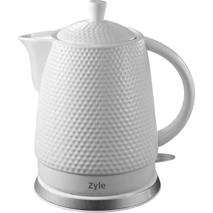 Zyle ZY19KWG Wasserkocher, 1200 Watt, 1,5 Liter, Keramik, weiß
