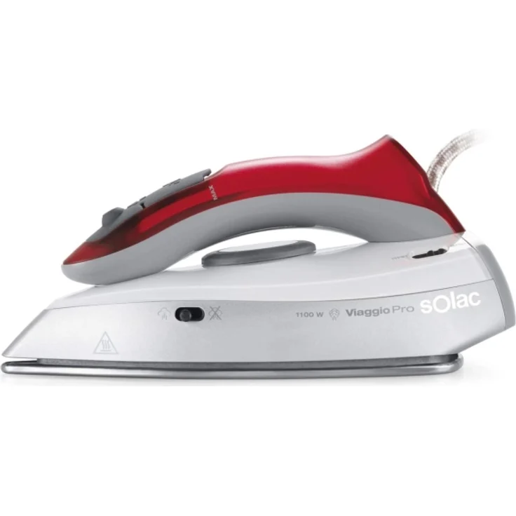 Solac Viaggio Pro Trocken- & Dampfbügeleisen Edelstahl-Bügelsohle 45 g-min Grau Rot 1100 W 120 - 240 V – Bild 1