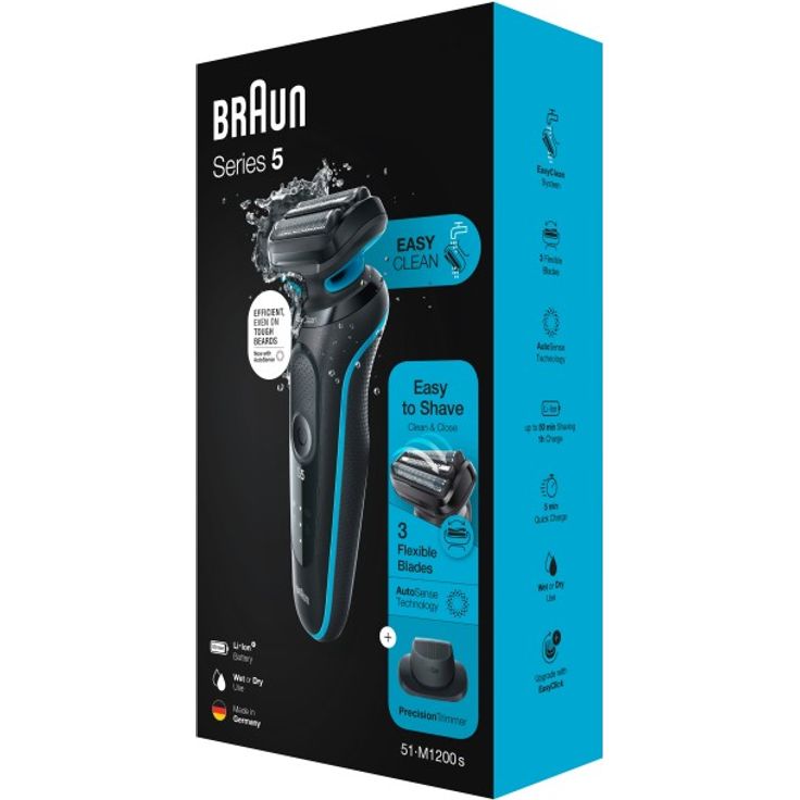 Braun Series 5 - 51-M1200s Herrenrasierer + Präzisionsaufsatz - schwarz & blau – Bild 9