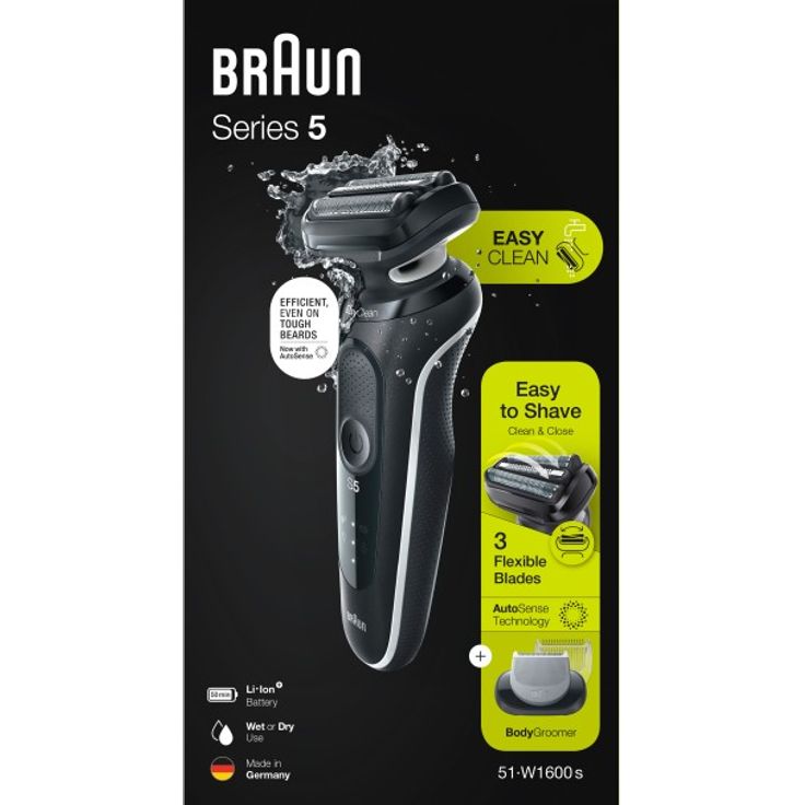 Braun Series 5 - 51-W1600s Herrenrasierer + BodyGroomer Aufsatz - schwarz & weiß – Bild 7