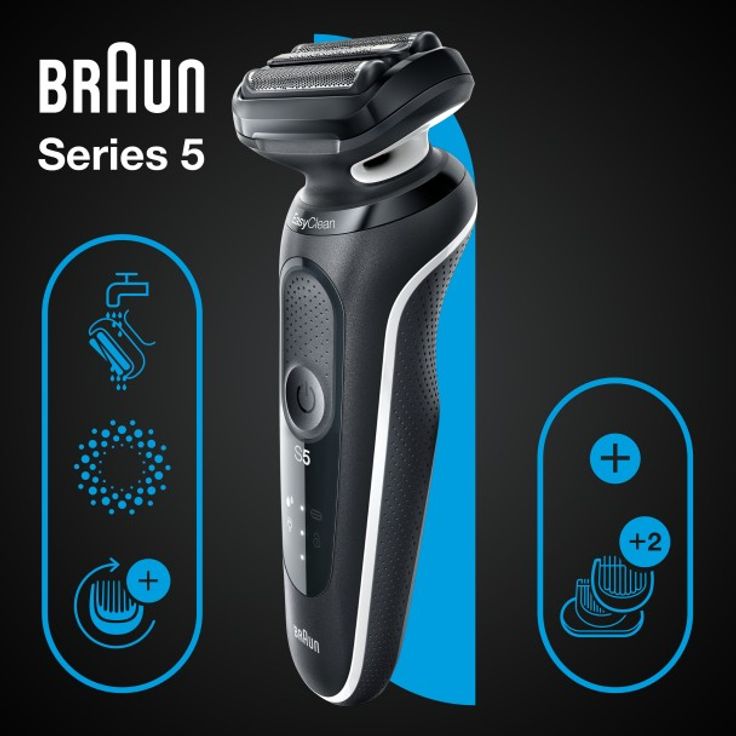 Braun Series 5 - 51-W1600s Herrenrasierer + BodyGroomer Aufsatz - schwarz & weiß – Bild 8