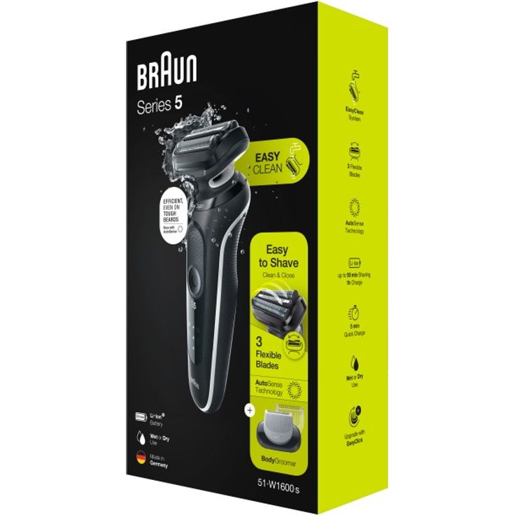 Braun Series 5 - 51-W1600s Herrenrasierer + BodyGroomer Aufsatz - schwarz & weiß – Bild 4