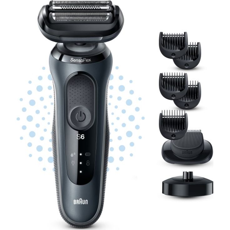 Braun Series 6 - 61-N4500cs Herrenrasierer + 2 Aufsätze & Ladestation - grau – Bild 4