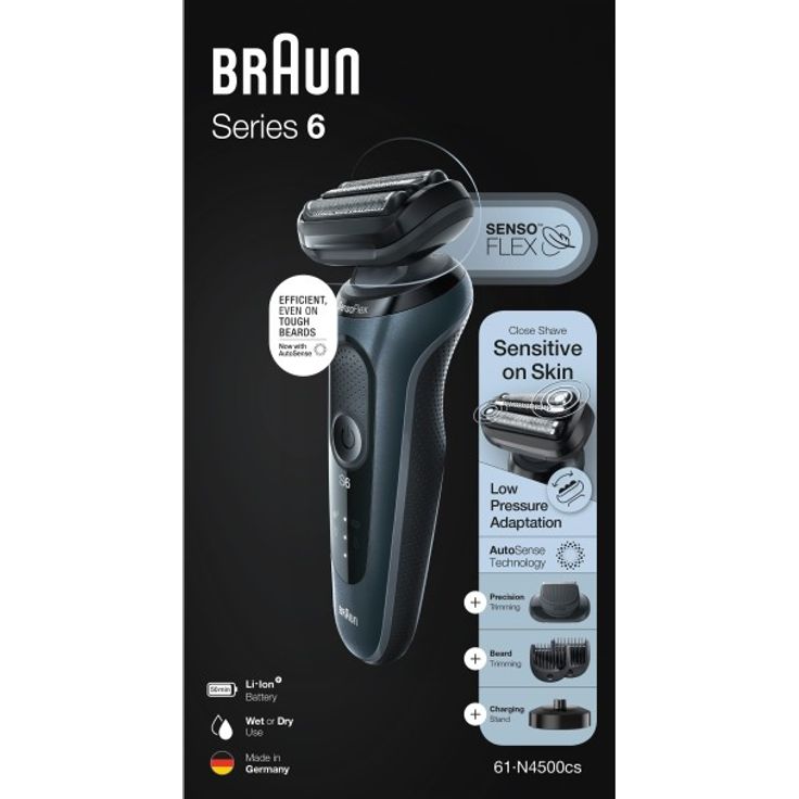 Braun Series 6 - 61-N4500cs Herrenrasierer + 2 Aufsätze & Ladestation - grau – Bild 5