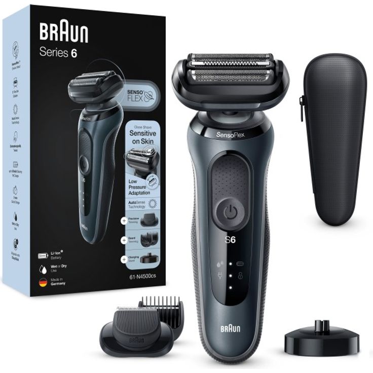 Braun Series 6 - 61-N4500cs Herrenrasierer + 2 Aufsätze & Ladestation - grau – Bild 8