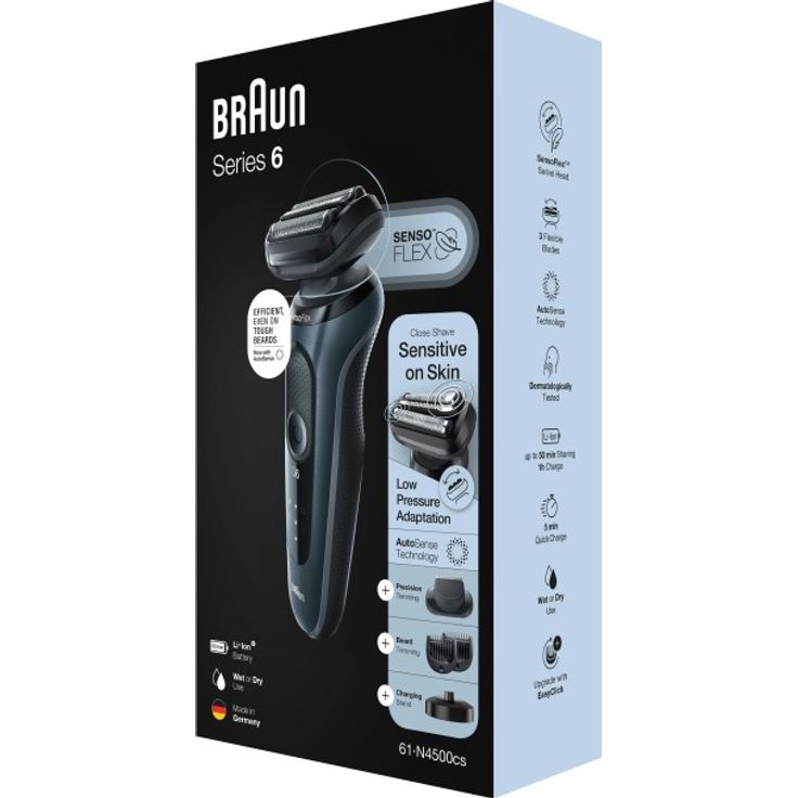 Braun Series 6 - 61-N4500cs Herrenrasierer + 2 Aufsätze & Ladestation - grau – Bild 7