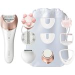 Philips Epiliergerät Satinelle Prestige BRE652-00 - Nass- und Trocken Epilierer inkl. 9 Zubehörteile für eine mühelose Anwendung an Beinen, Körper & Gesicht für langanhaltend glatte Haut