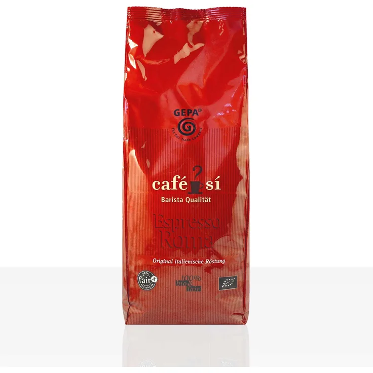 Gepa Cafe Si Espresso ROMA Fairtrade Kaffee - 4 x 1kg ganze Kaffee-Bohne