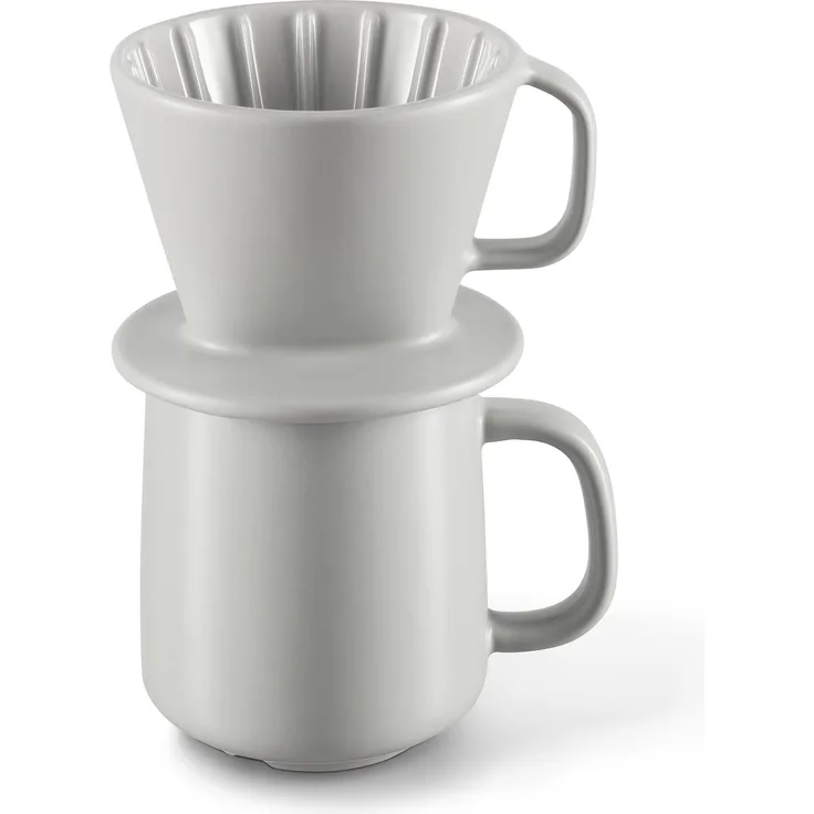 Tchibo Kaffeebecher, mit Filter für Handaufguss, Filtergröße 101, 350 ml, Mikrowellengeeignet, Keramik, Grau