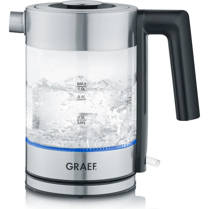 Graef WK 300 Wasserkocher, 2000 Watt, 1 Liter, Kabelaufwicklung, abnehmbarer Deckel, 360° Gerätefuß, Überhitzungsschutz, 
