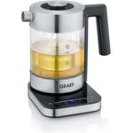 Graef WK 350 Wasserkocher, 2000 Watt, 1 Liter, Kalkfilter, Warmhaltefunktion, Temperatureinstellung, schwarz, transparent