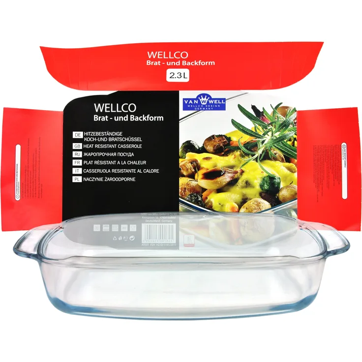 Auflaufform eckig 34x21,5cm - 2,3 Liter - aus feuerfestem Glas