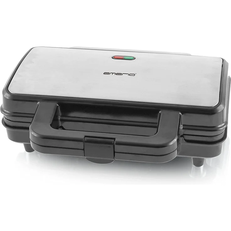 Emerio Classic Version3 Sandwichtoaster,2-Scheiben-Sandwichtoaster, 900 Watt, antihaftbeschichtete Druckgussplatten, Kontrollleuchte, silber, schwarz – Bild 1