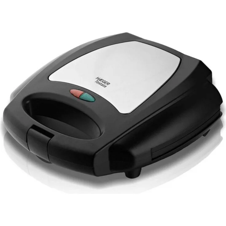 Haeger Tostata Sandwichmaker, 750 W, antihaftbeschichtet, Abschaltautomatik, Edelstahl, Kunststoff, silber, schwarz